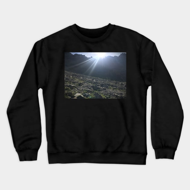 Sunbeam on the Mountain Side Crewneck Sweatshirt by Sparkleweather